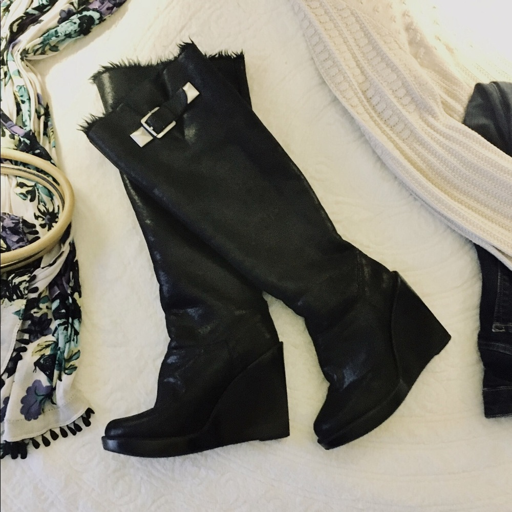 MICHAEL KORS FAUX FUR LINED KNEE HIGH BOOTS